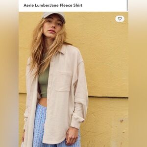 Aerie LumberJane Oversized Button Down - Heather Frost XS
